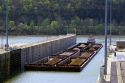 Tug boat and barge on the Kanawha River in West Virginia.