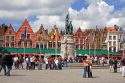 The Big Market Square at Bruges in the province of West Flanders, Belgium.