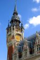 The tower atop the Hotel de Ville at Calais in the department of Pas-de-Calais, France.