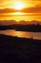Madison River at sunset in Yellowstone National Park, Wyoming.