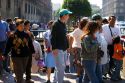 People exiting the Metro underground in Mexico City, Mexico.