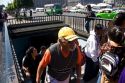 People exiting the Metro underground in Mexico City, Mexico.