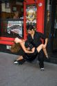 Tango dancers in front of a restaurant in Buenos Aires, Argentina.