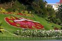 Flowers landscaped into the form of a clock in Valparaiso, Chile.