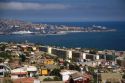 Queen Elizabeth II docked in the Port at Valparaiso, Chile.