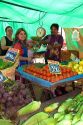 Produce being sold at an outdoor market in Valparaiso, Chile.