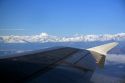 View out the window of an airplane of the Andes Mountain Range, Argentina.
