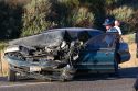 Police officer on the scene of a car accident at Kennewick, Washington.
