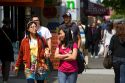 Street scene with diverse population in Vancouver, British Columbia, Canada.