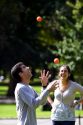 A man toss juggling balls in Boston Common public park in Boston, Massachusetts, USA. MR