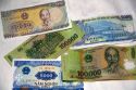 Assorted Vietnamese dong currency in Ho Chi Minh City, Vietnam.