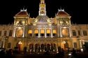 Ho Chi Minh City Hall at night with lights, Vietnam.