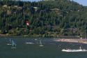 Windsurfing and Kitesurfing on the Columbia River at Hood River, Oregon, USA.