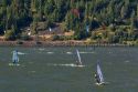 Windsurfing and Kitesurfing on the Columbia River at Hood River, Oregon, USA.