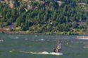 Windsurfing and Kitesurfing on the Columbia River at Hood River, Oregon, USA.