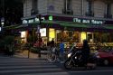 Flower shop in evening light located in Paris, France.