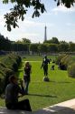 Visitors at the Tuileries Garden near the Lourve in Paris, France.