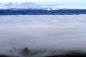 Valley fog and the Cascade Range near Ellensburg, Washington, USA.