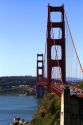 View of the Golden Gate Bridge from the north side in the San Francisco Bay area, California, USA.