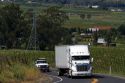 Truck traveling on Highway 121 through the Sonoma Valley, California, USA.