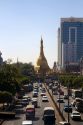 Sule Paya Road located in the heart of downtown (Rangoon) Yangon, (Burma) Myanmar.