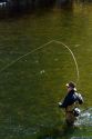 Angler fly fishing on the South Fork of the Boise River in Elmore County, Idaho, USA.