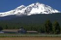 Three sisters mountains along U.S. Route 20 at Sisters, Oregon, USA.