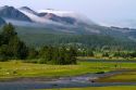 Coastal fog coming over the mountains near Nehalem in Tillamook County, Oregon, USA.