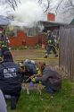 Firefighters revive a dog with oxygen rescued from a house fire in Boise, Idaho, USA.