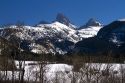 View of the west slope of the Teton Mountain range in Wyoming, USA.