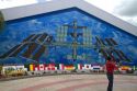 Mural of the international space station at John F. Kennedy Space Center, Merritt Island, Florida, USA.